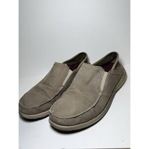 Crocs Santa Cruz Canvas Slip On Loafers Khaki Tan‎ Men's Size 9 Casual Shoe